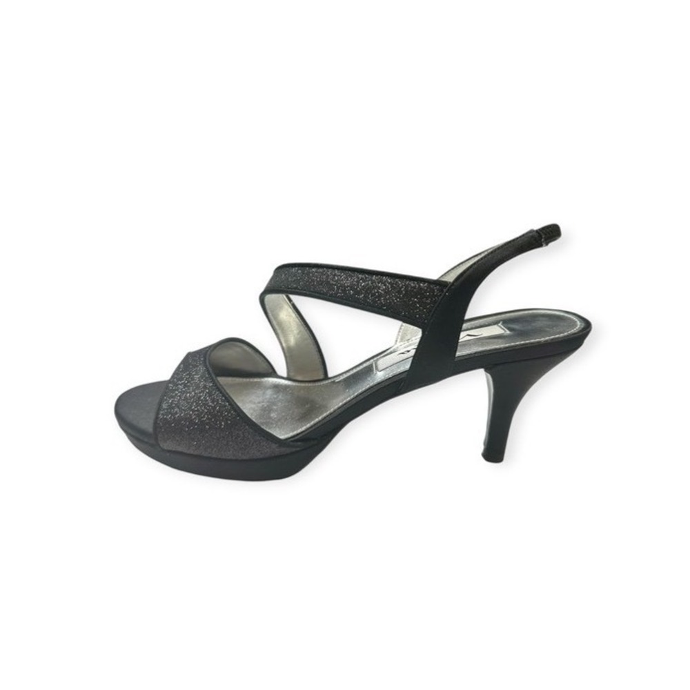 Nina Heeled Sandals Black Excellent Shimmer Sparkle Party Prom Women Size 7